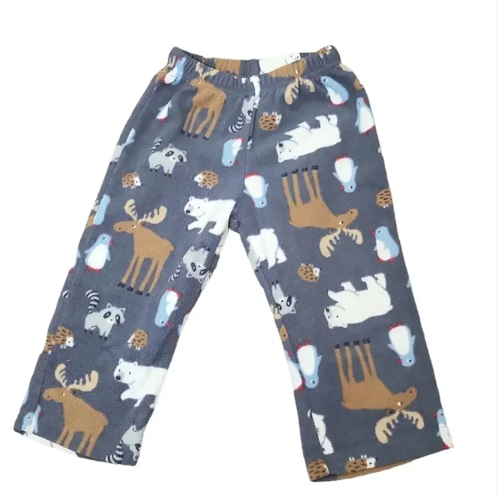 Carters Pants Fleece Moose Bear Raccoon Heghog
